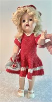 Vintage 18" doll w/crocheted dress & hat