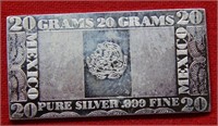 Mexico 20 Gram Silver Bar