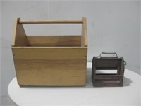 Two Vtg Wood Tool Boxes Largest 9"x 19"x 12"
