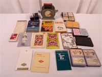 Vintage Cards w/ score books and card shuffler