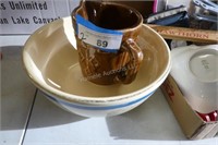 Pottery jug and mixing bowl