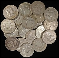 (20) MIXED DATES FRANKLIN HALF DOLLARS