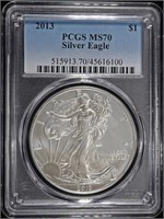 2013 AMERICAN SILVER EAGLE PCGS MS70