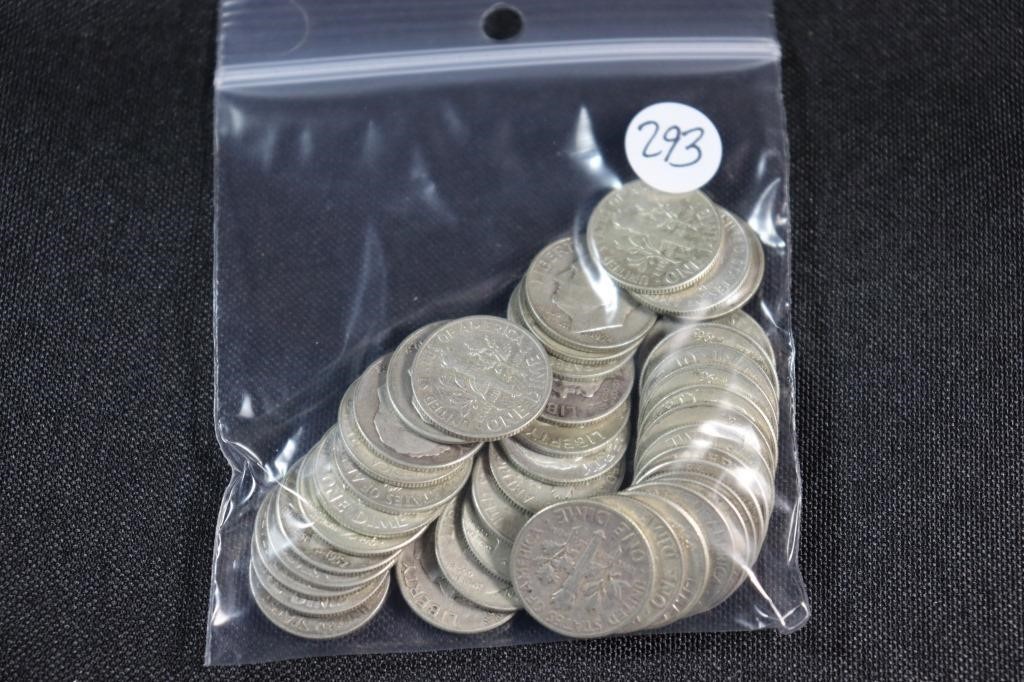 Bag Lot - 43 Mixed Date Silver Roosevelt Dimes