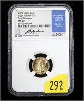 2021 $5 Gold Eagle T-2, NGC slab certified Early