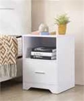 White Night Stand with Drawer