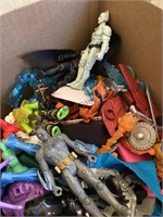 Box of action figures Batman, army men and more
