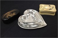 Trinket Boxes & Metal Heart Dishes