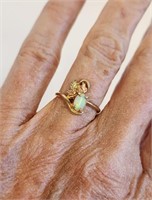 10K Black Hills Gold & Opal Ring Size 6 3/4