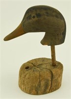 Lot #206 - Carved Black Duck head on driftwood