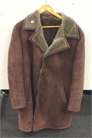 Chocolate brown suede Sherpa lined coat