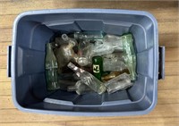 Plastic Tub w/Assorted Bottles