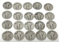 20 Well Circulated Standing Liberty Silver Quarter