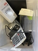 Adding machine, trimmer, thermometer, misc