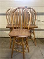 Wooden swivel bar height stools
