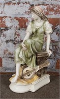A Royal Dux Style Plaster Figure, hand painted