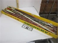 Assorted arrows in a Indian archery box