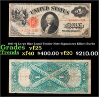 1917 $1 Large Size Legal Tender Note Grades vf+ Si