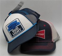 (LM) Beer Hats. Budweiser & Bud Lite. (4)