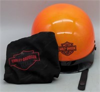 (LM) Harley Davidson Orange Helmet & Cover. XL.