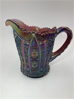 Carnival Glass iridescent Amethyst Hobstar Creamer