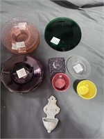 Pink & Green Drepression Glassware