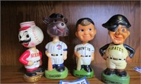 4 - BOBBLE HEADS, ALL DAMAGED, REDS, CUBS,