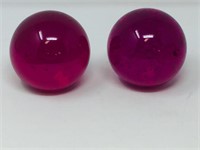 pair of ruby glass paper weights
