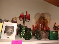 Shelf contents: assorted Christmas decor