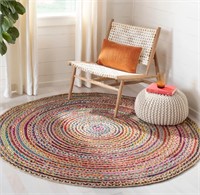 FRELISH DECOR 6' Round Rug  Jute & Cotton