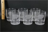 Set of 6 Highball Glasses Etched Indian Heads