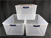 (3) Clear Plastic Storage Bins w/Lids