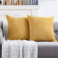 Anickal Mustard Yellow Pillow Covers 18x18 Inch Se