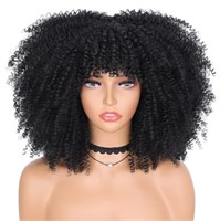 Curly Afro Wig With Bangs Black Big Afro Curly Wig
