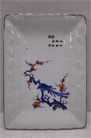 HAND PAINTED ORIENTAL PORCELAIN SERVING TRAY - 10