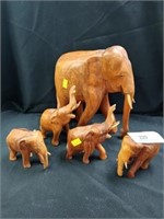 Carved Wood Elephant Figurines