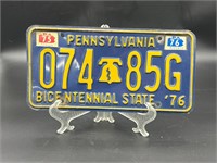Pennsylvania bicentennial state 76 license plate