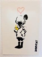 Banksy Handmade Ink Drawing On Carboard