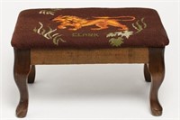 Embroidered Foot-Stool Signed Clark