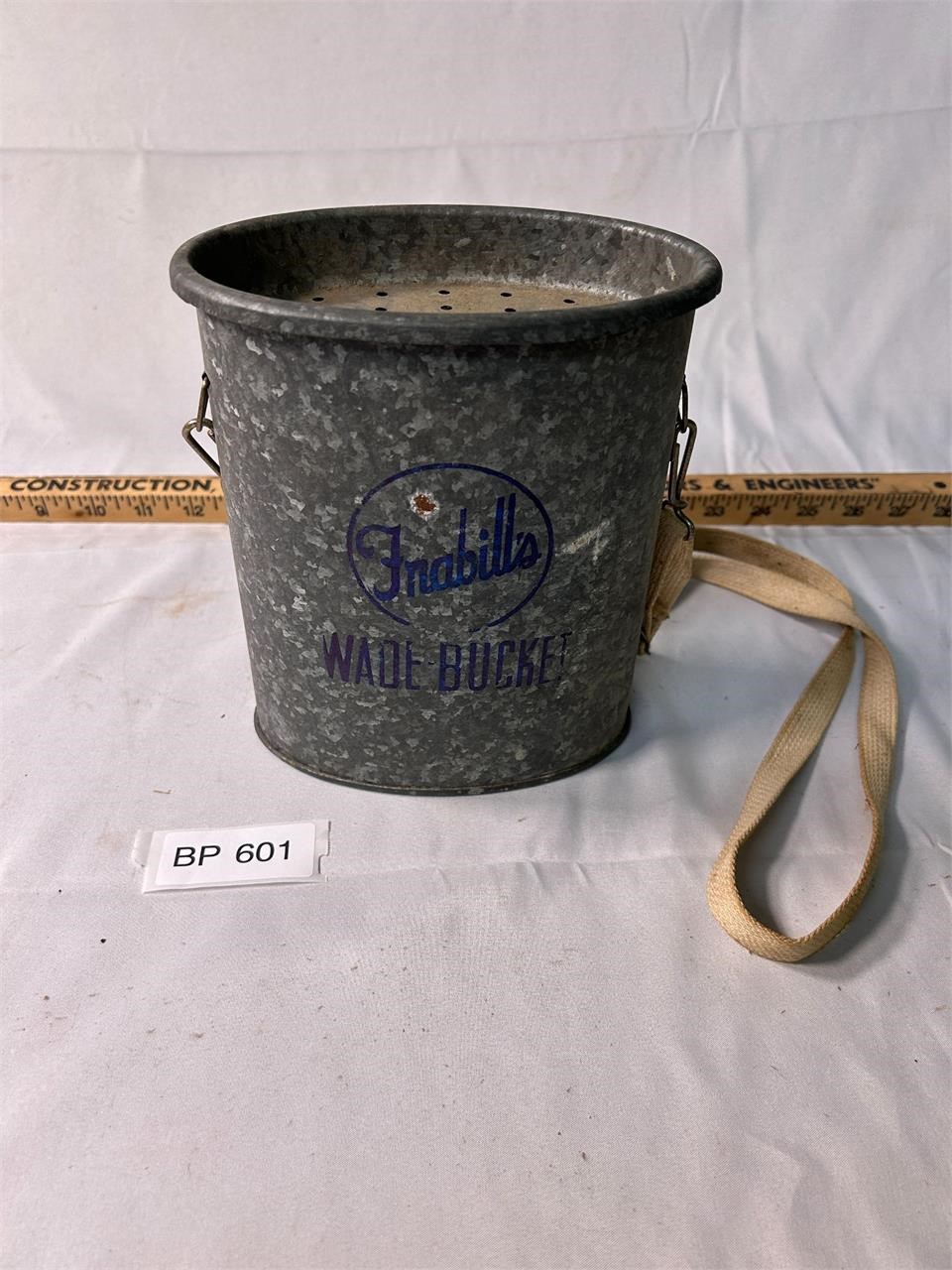 Vintage Metal Fishing Bait Wade Bucket