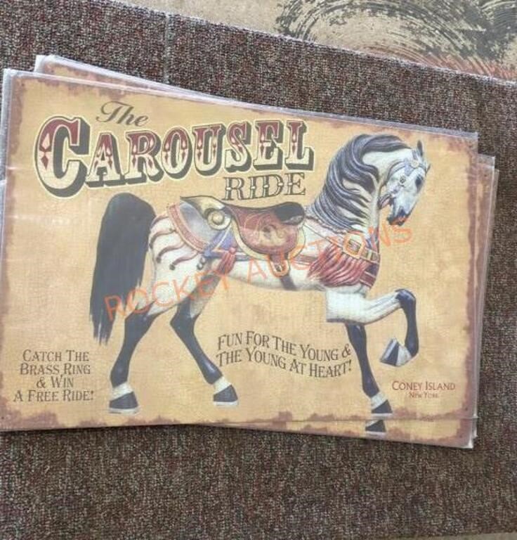 Metal carousel ride signs 4 total