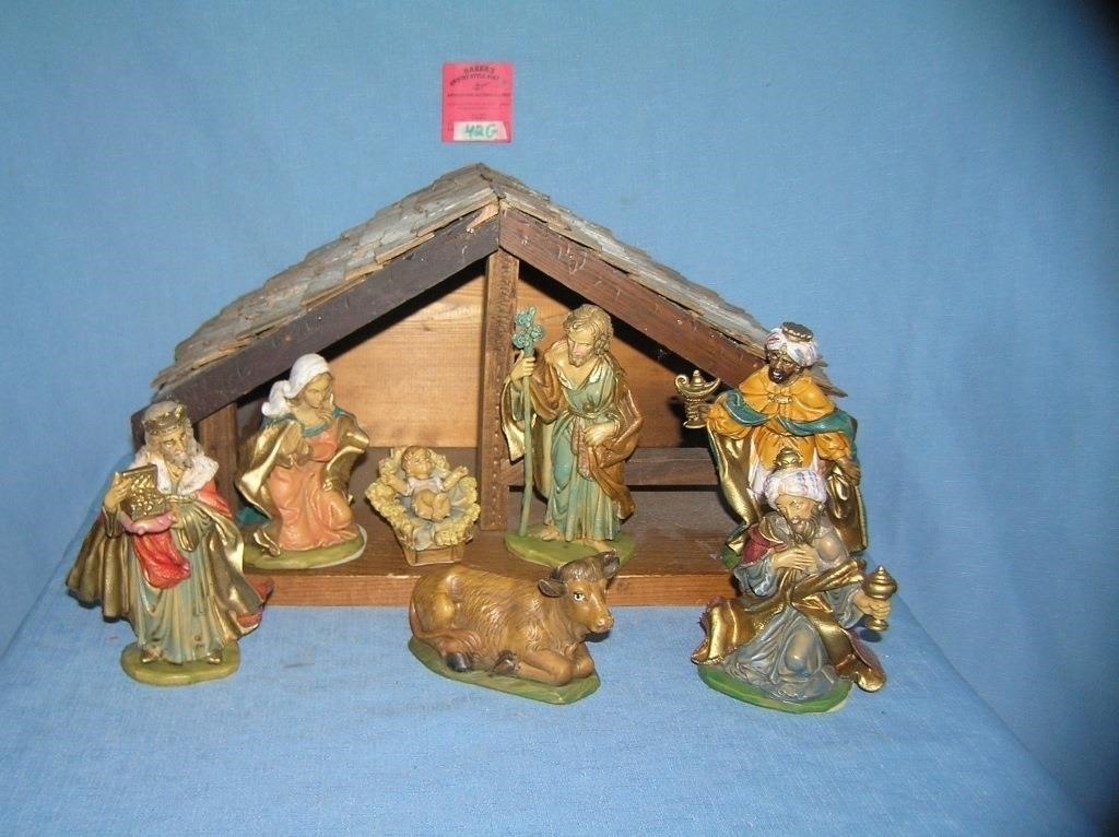 Hand made wooden illuminated manger