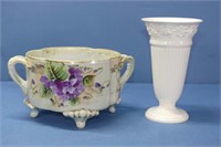 Nippon Jardiniere 8.5"W & Wedgwood Vase 7"H