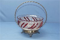 Antique Glass Bowl & Silverplate Frame
