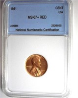 1951 Cent NNC MS-67+ RD LISTS FOR $8500