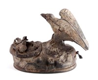 Antique J & E Stevens Cast Iron Eagle Coin Bank