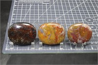 Bloodstone palm stones, polished, 9.8 oz