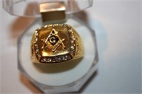 Gold Plated Masonic Mens Ring Size 11