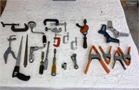 Assorted Clamps/Hand Drills/Saw Tools #6
