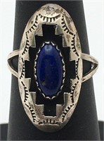 Sterling Silver And Blue Lapis Ring
